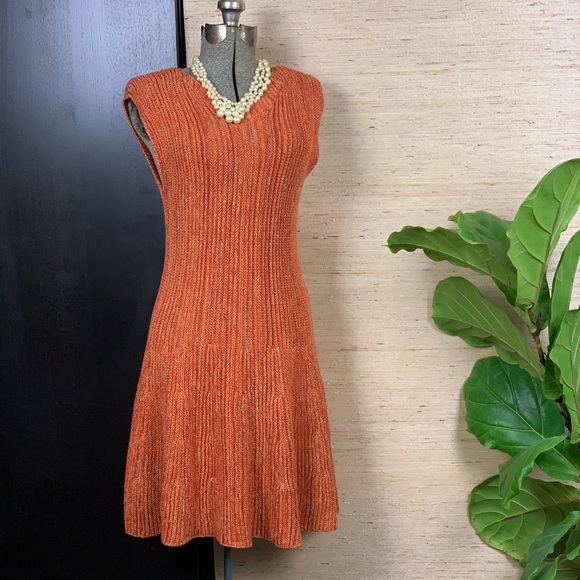 Orange Sweater Skater Dress - Picture 1 of 6